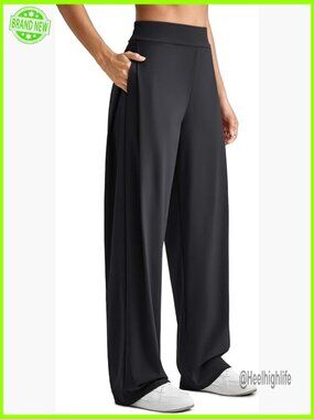 High Waist Wide Leg Yoga Pants with Pockets for Work Casual